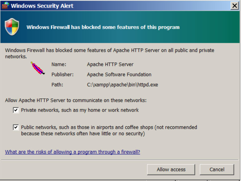 Windows security alert Windows security alert